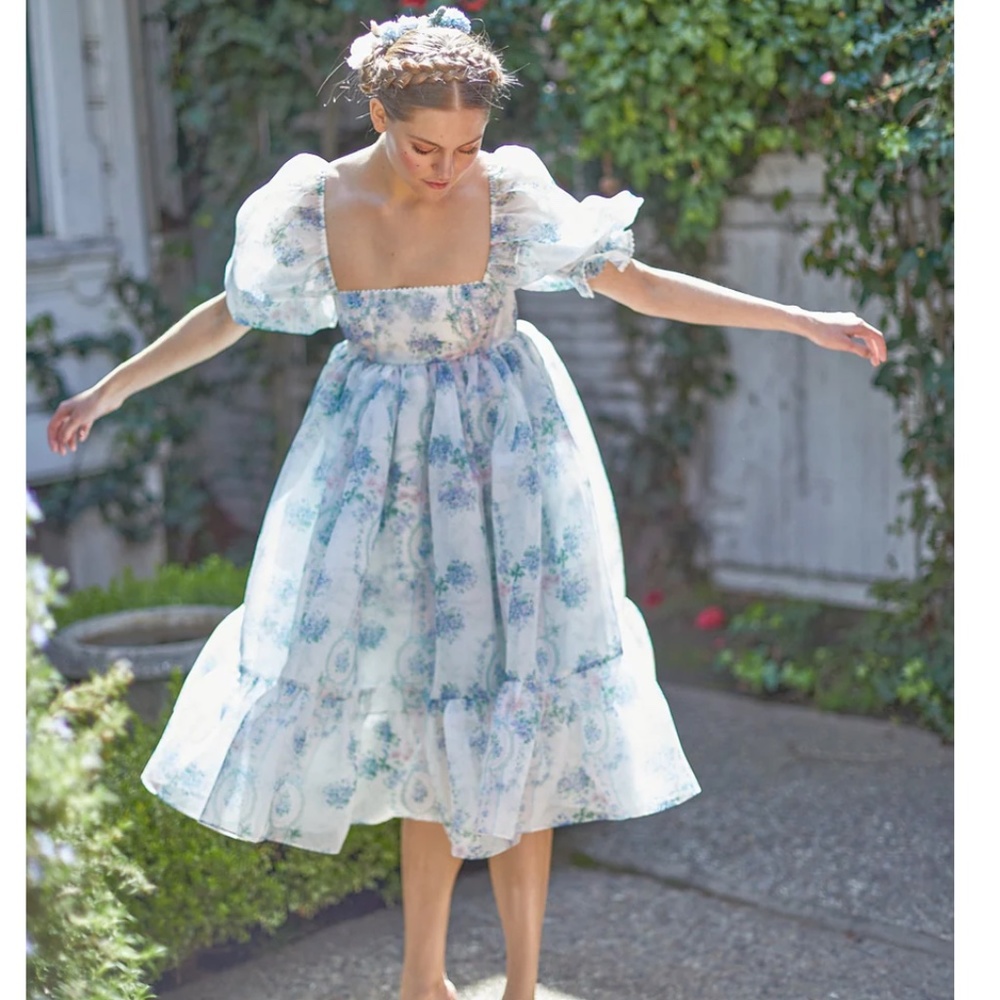 Selkie La Belle Etoile Organza French Puff Midi Dress
